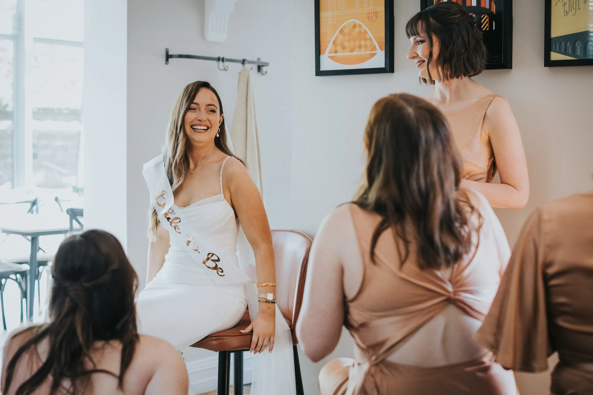 Bride laughing