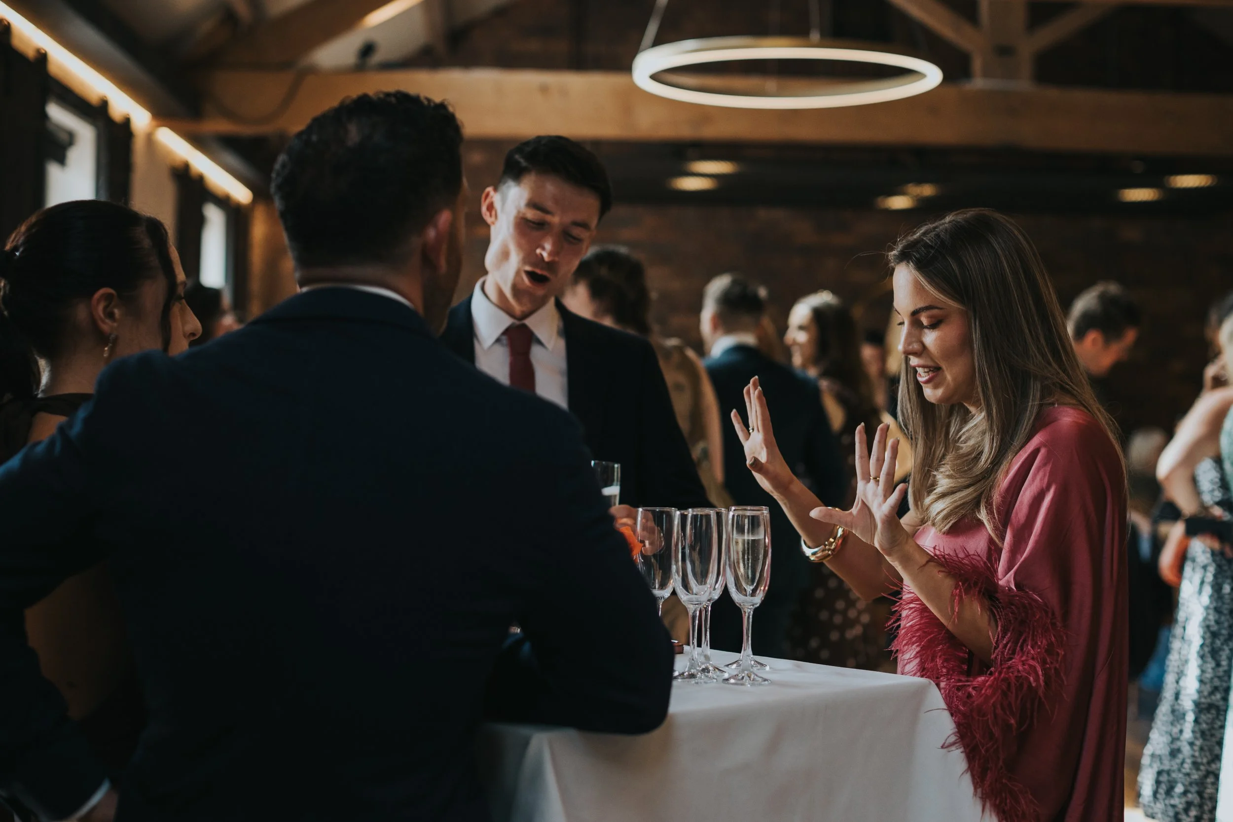 Wedding guests enjoy drinks inside the Castlefield rooms. 