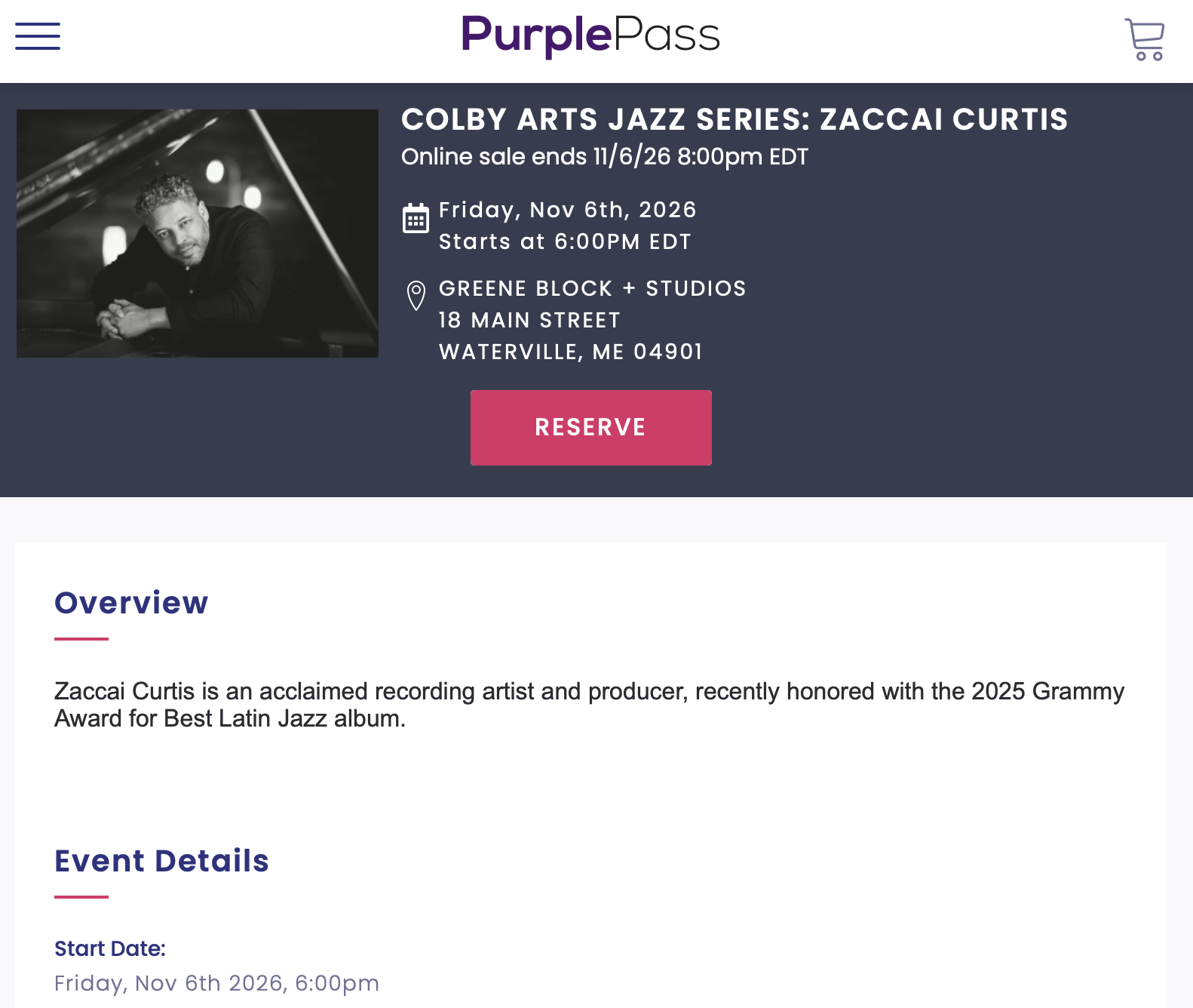 COLBY ARTS JAZZ SERIES Zaccai Curtis Quartet