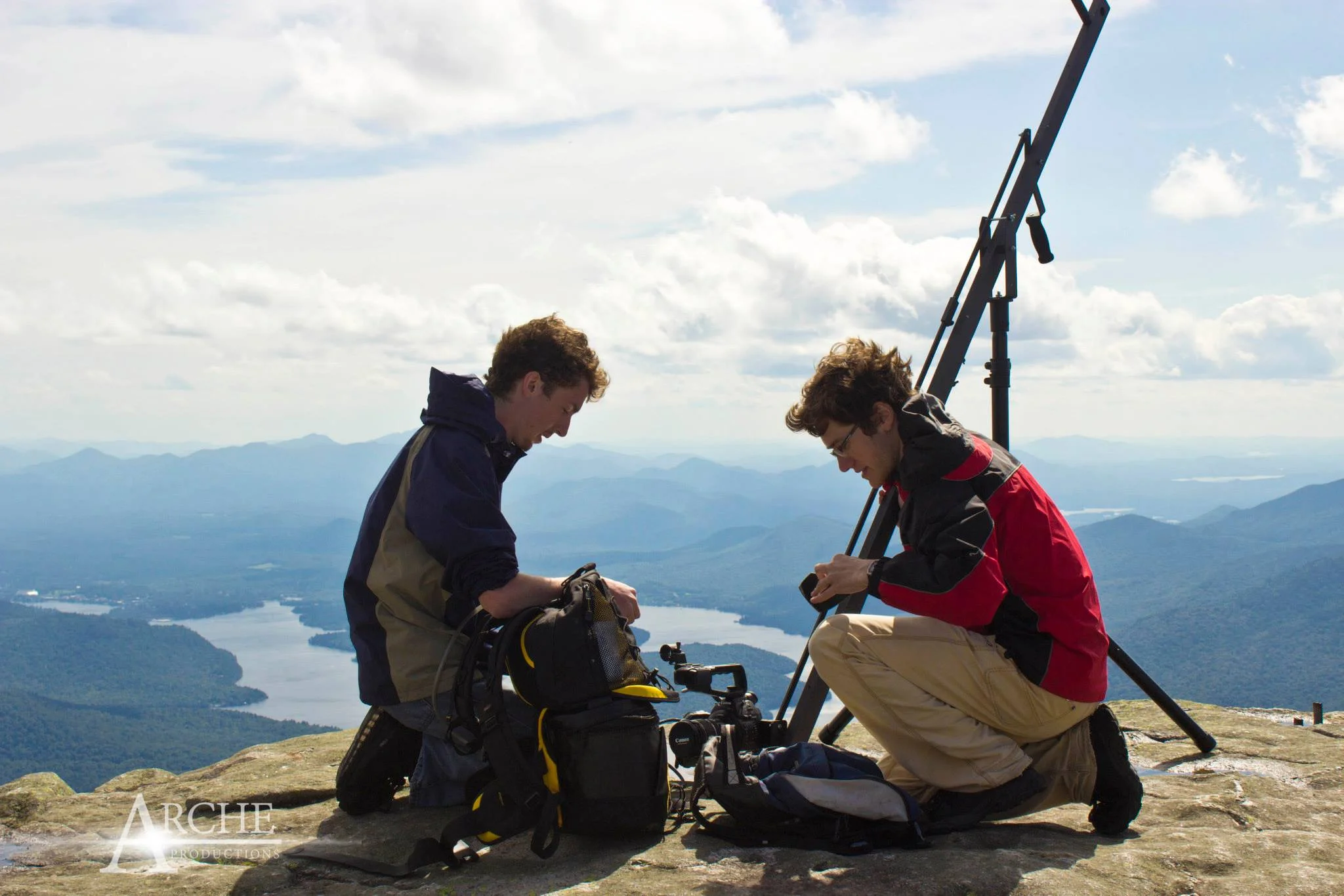 A camera crane on Whiteface