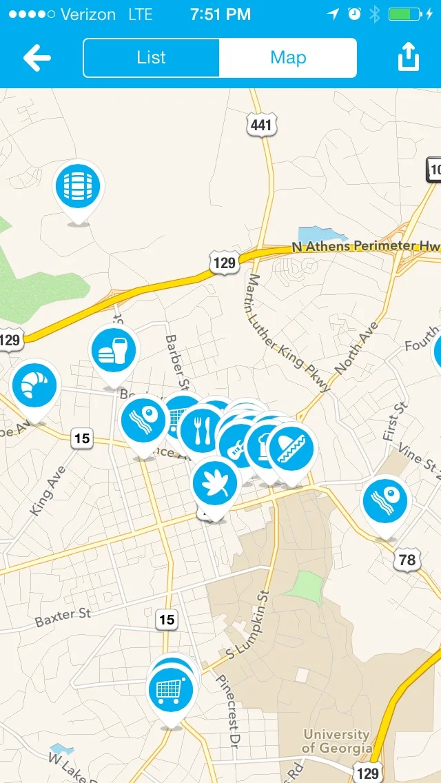 The Foursquare app makes it easy to see our recommendations for Athens GA.