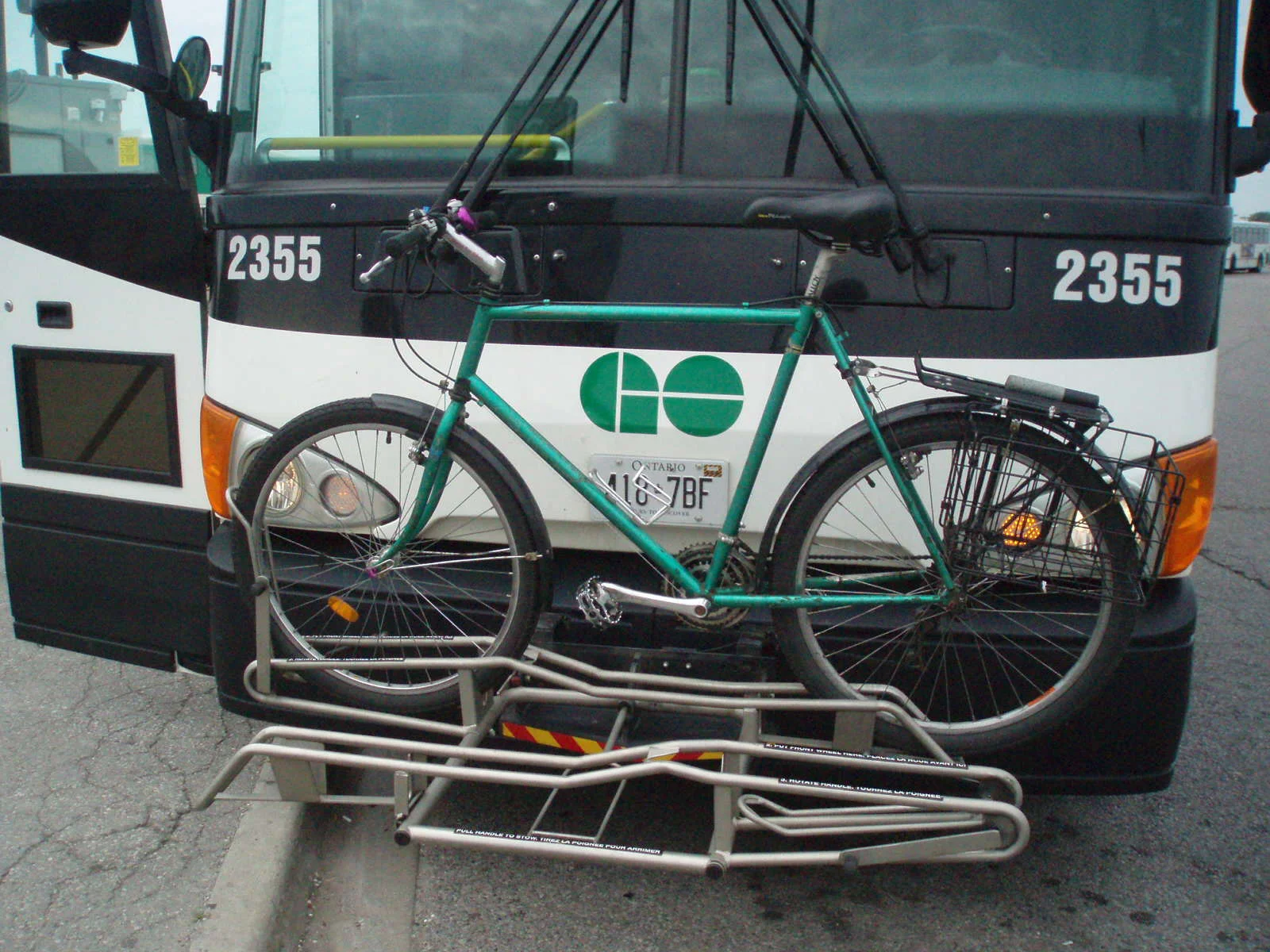 Go Bus outfits some of their buses with these bike racks and they also have a policy that lets customers store bikes in luggage if there is space.