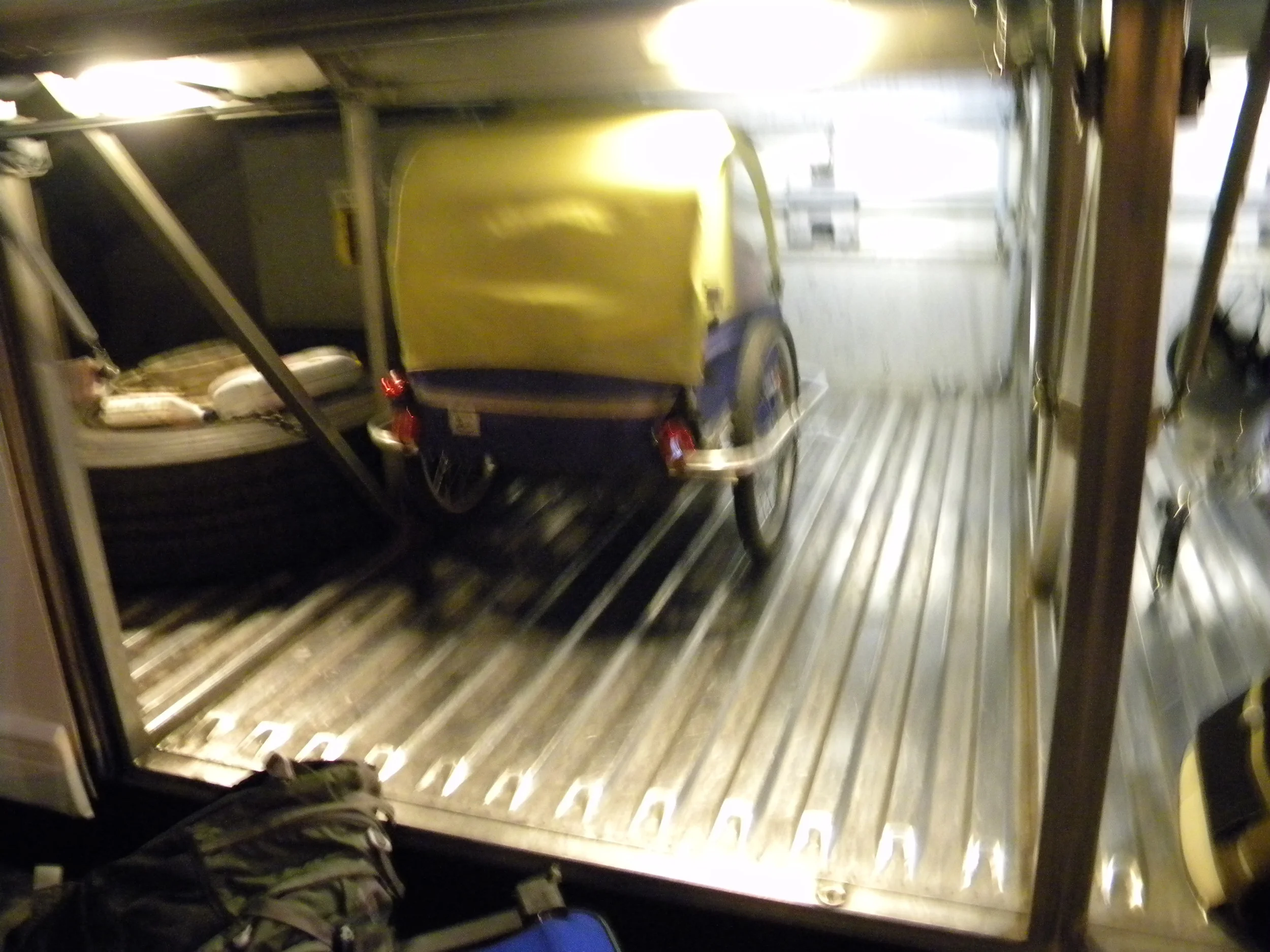 Family trips are possible when the bus allows your burley trailer in the luggage storage.