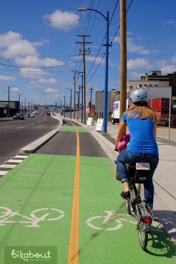 Protected bike lane in Vancouver