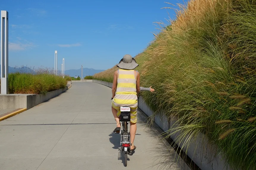 Vancouver, BC. August 2014. Noon. 7 mph. Bike arrived here by: Amtrak. Can't do this from a rental car.