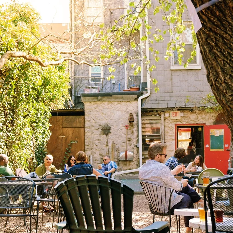 Out back of the Belgian-heavy craft beer bar Spuyten Duyvil in Brooklyn.