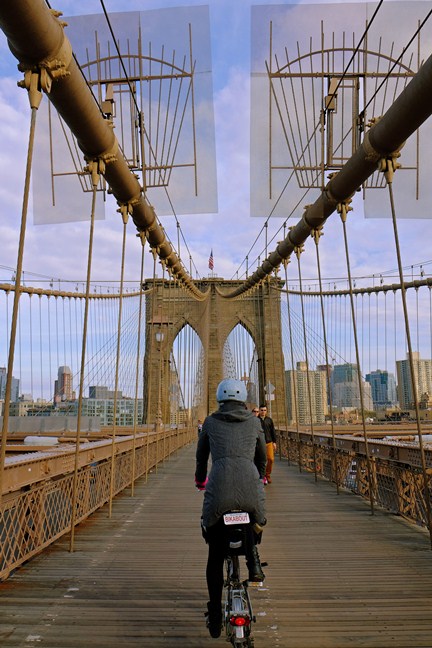 Taking photos while riding on the Brooklyn Bridge is hairy - do not try this at home. I am a trained professional (with good insurance.)