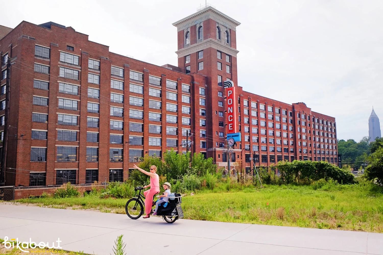 Biking on the Beltline next to the soon to be rehabbed Ponce City Market. It's going to be incredible in there.