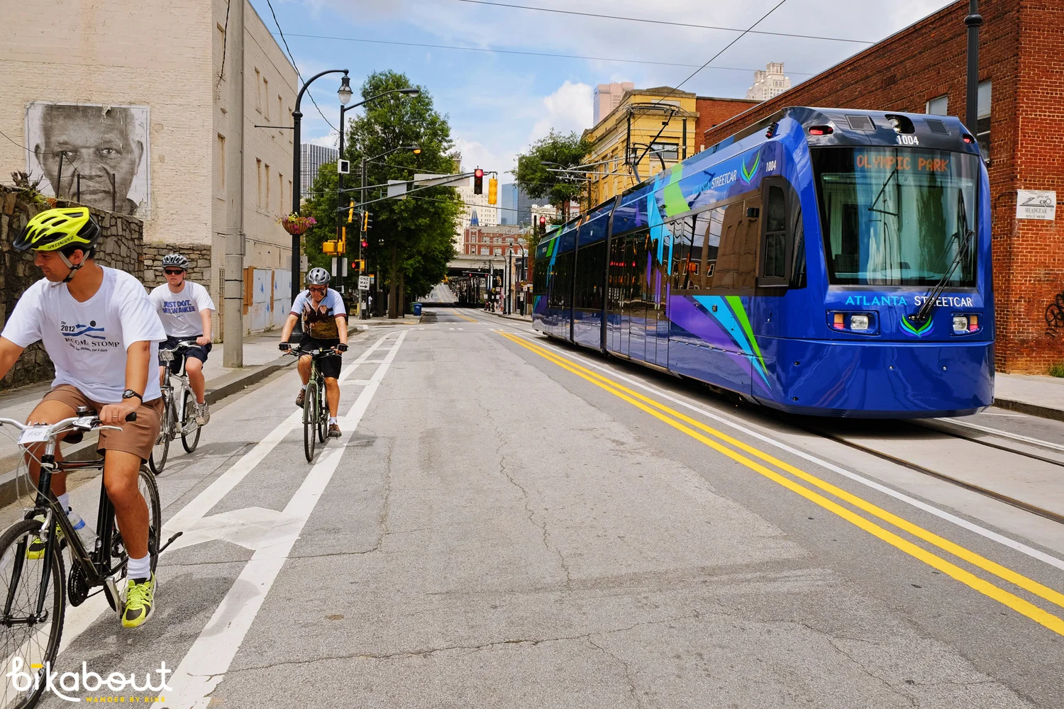Atlanta Streetcar runs along Auburn, which has a new buffered bike lane!
