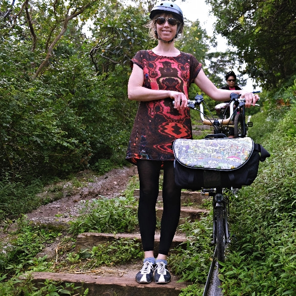 Where a trellis rail bridge used to be now is a staircase with Dutch rail for bikes.