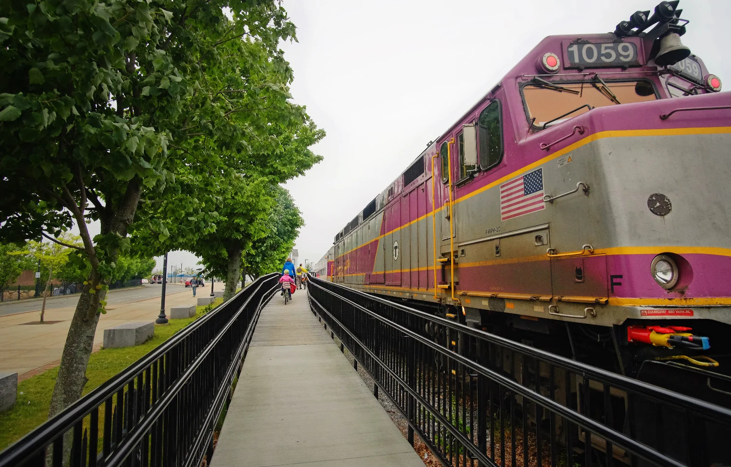 Easiest of boarding logistics for bikes. Ride up the ramp to the bike car and roll straight on, no lifting required.