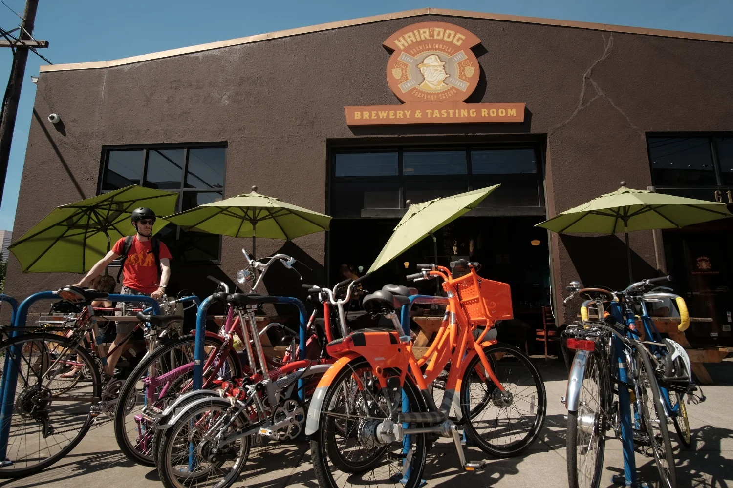 Hair of the Dog Brewery in Portland is always packed with bikes!