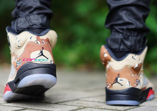 On-Feet Photos Of The Supreme x Air Jordan 5 “Camo” — Sneaker Shouts