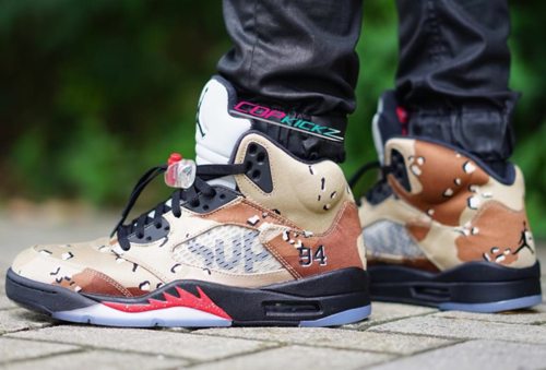 On-Feet Photos Of The Supreme Air Jordan 5 “Camo” — Shouts