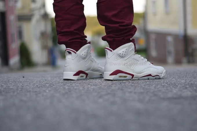 jordan 6 maroon on feet