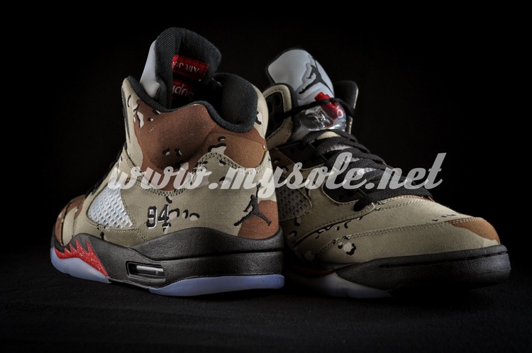 On-Feet Photos Of The Supreme x Air Jordan 5 “Camo” — Sneaker Shouts
