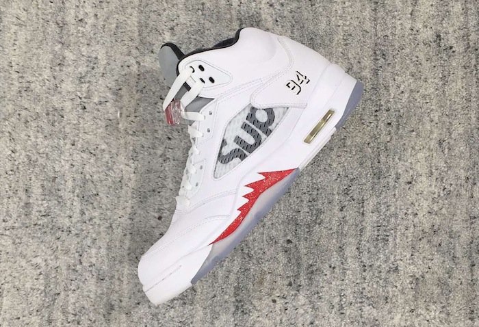 On-Feet Photos Of The Supreme x Air Jordan 5 “Camo” — Sneaker Shouts