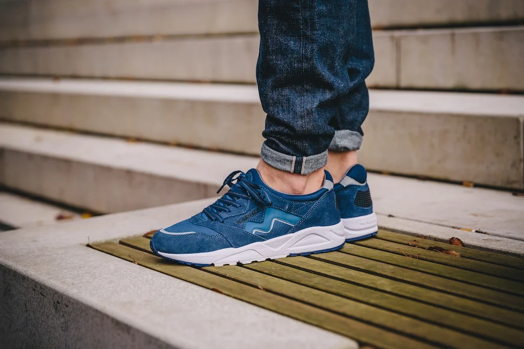 Karhu Aria Navy:White On Feet1.jpg