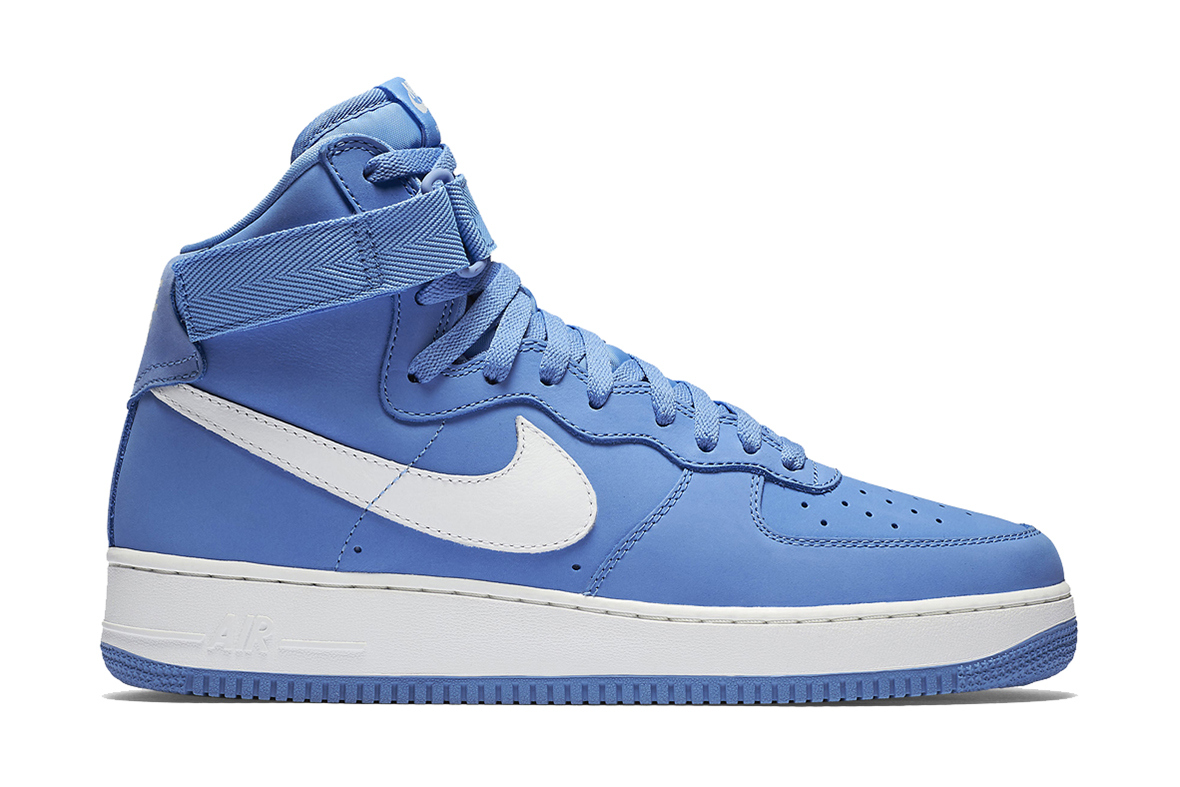 light blue and white air force ones high top