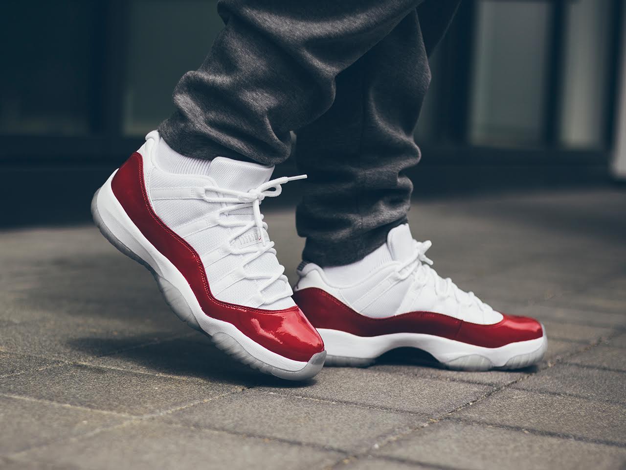 Jordan 11 red on feet new arrivals