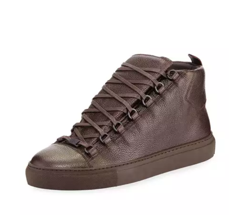 Balenciaga Arena Creased Leather Sneakers in Brown for Men  Lyst