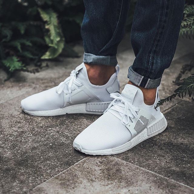Available: adidas NMD XR1 Leather "Triple White" Sneaker Shouts