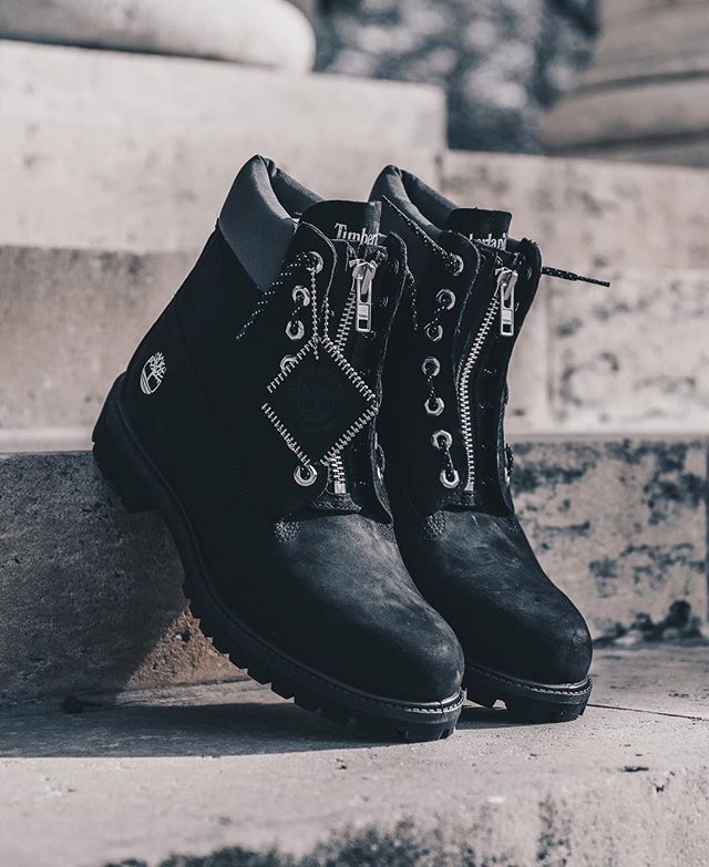 timberland black zip boots