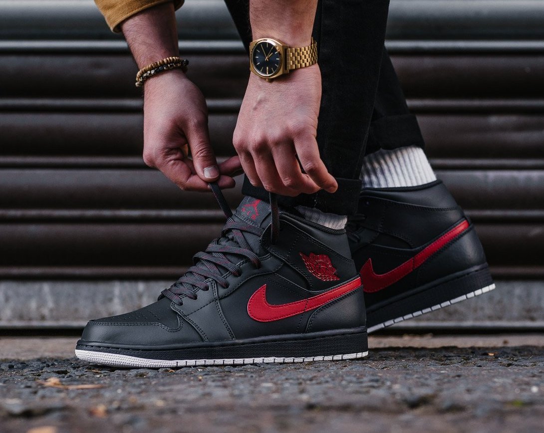 Air jordan 1 mid black/gym red-anthracite sales