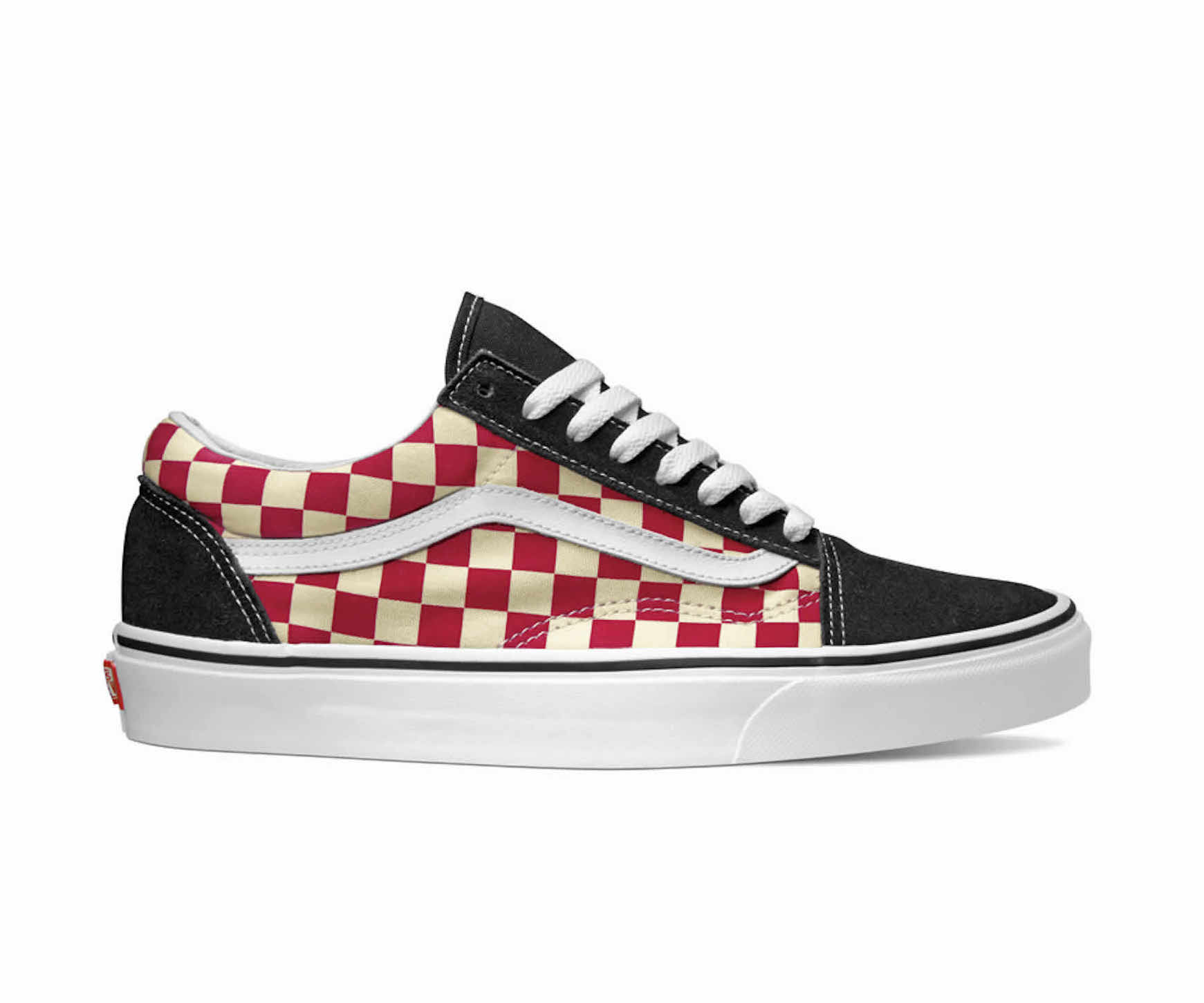 red checkered vans with black