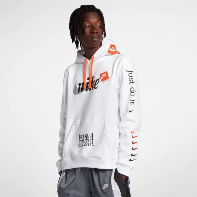 white nike just do it hoodie