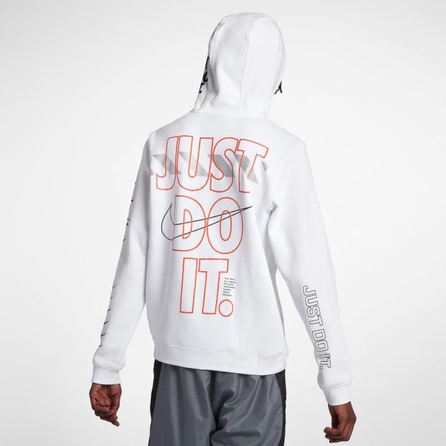 Now Available: Sportswear Just It Hoodie in White Sneaker Shouts