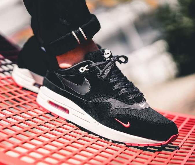 Now Available: Nike Air Max 1 Premium Mini-Swoosh Bred — Sneaker Shouts