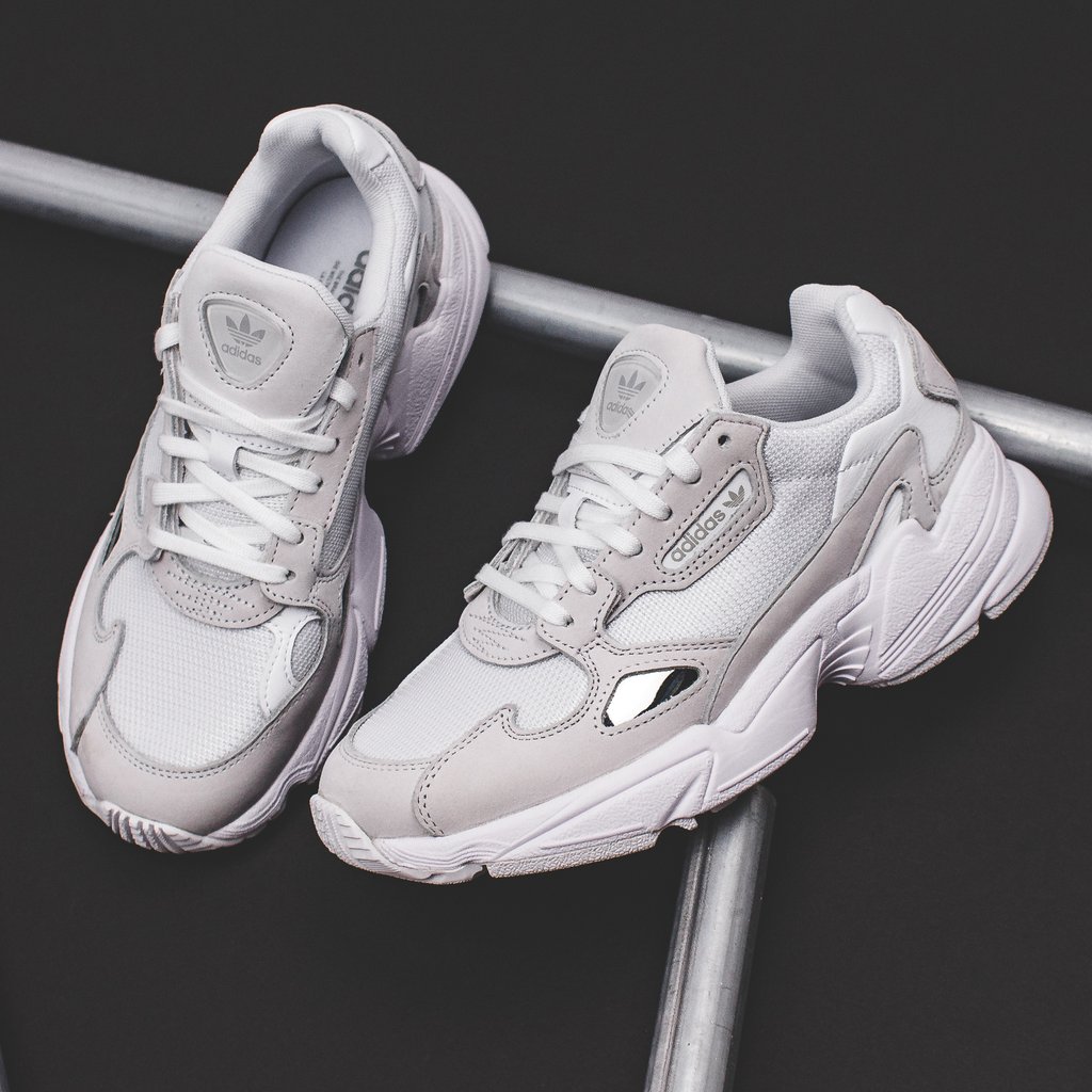 all white adidas falcon