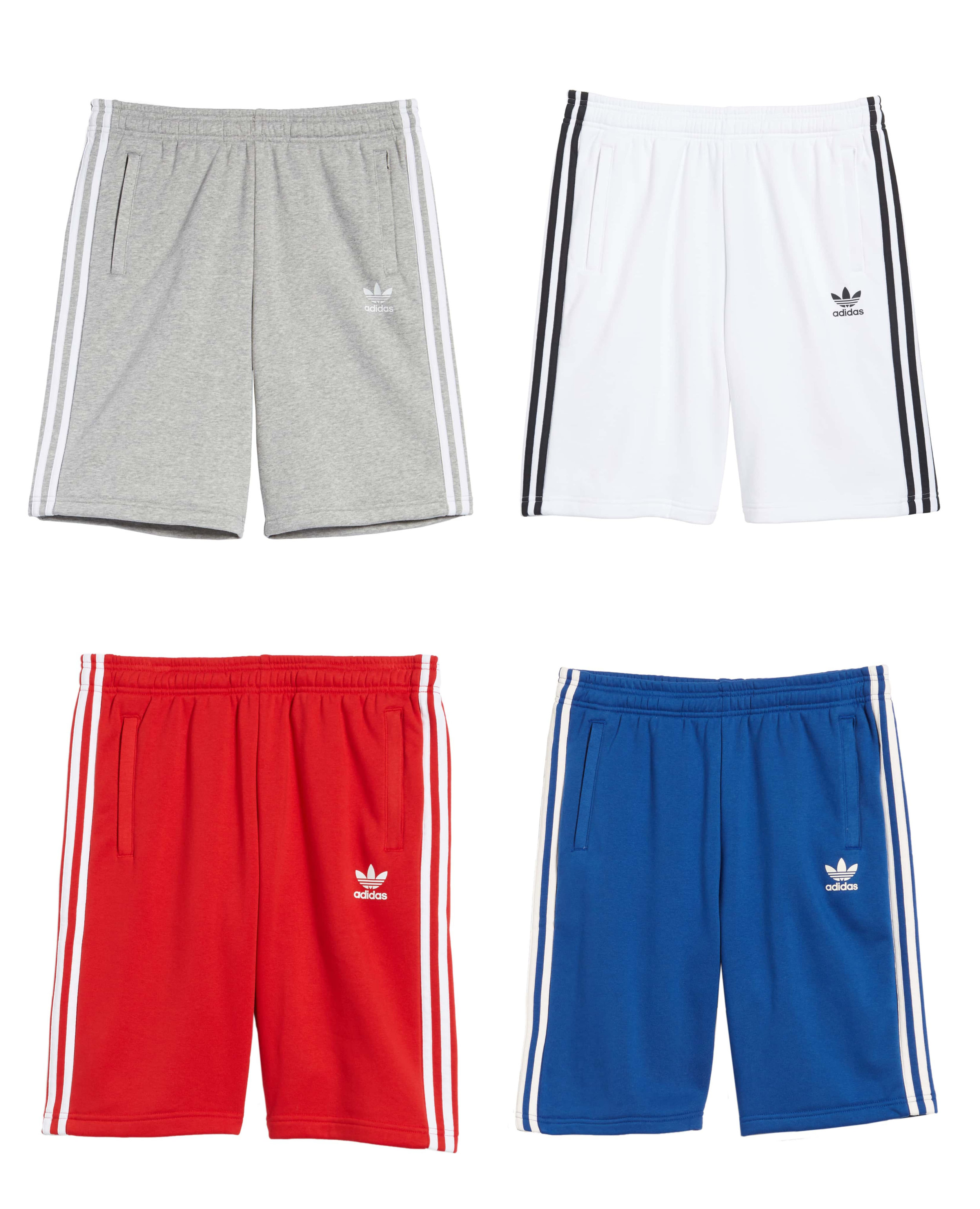 adidas 3 stripe fleece shorts