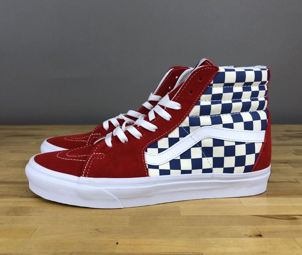 Vans sk8 hi checkerboard deals red