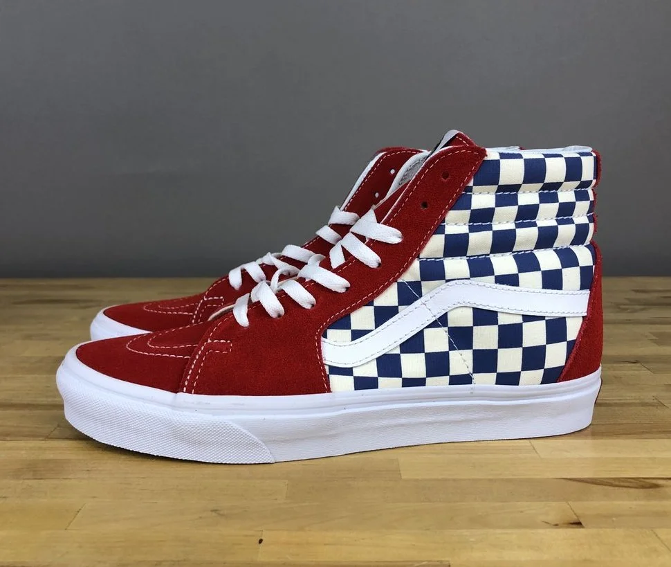 vans sk8 hi red checkerboard