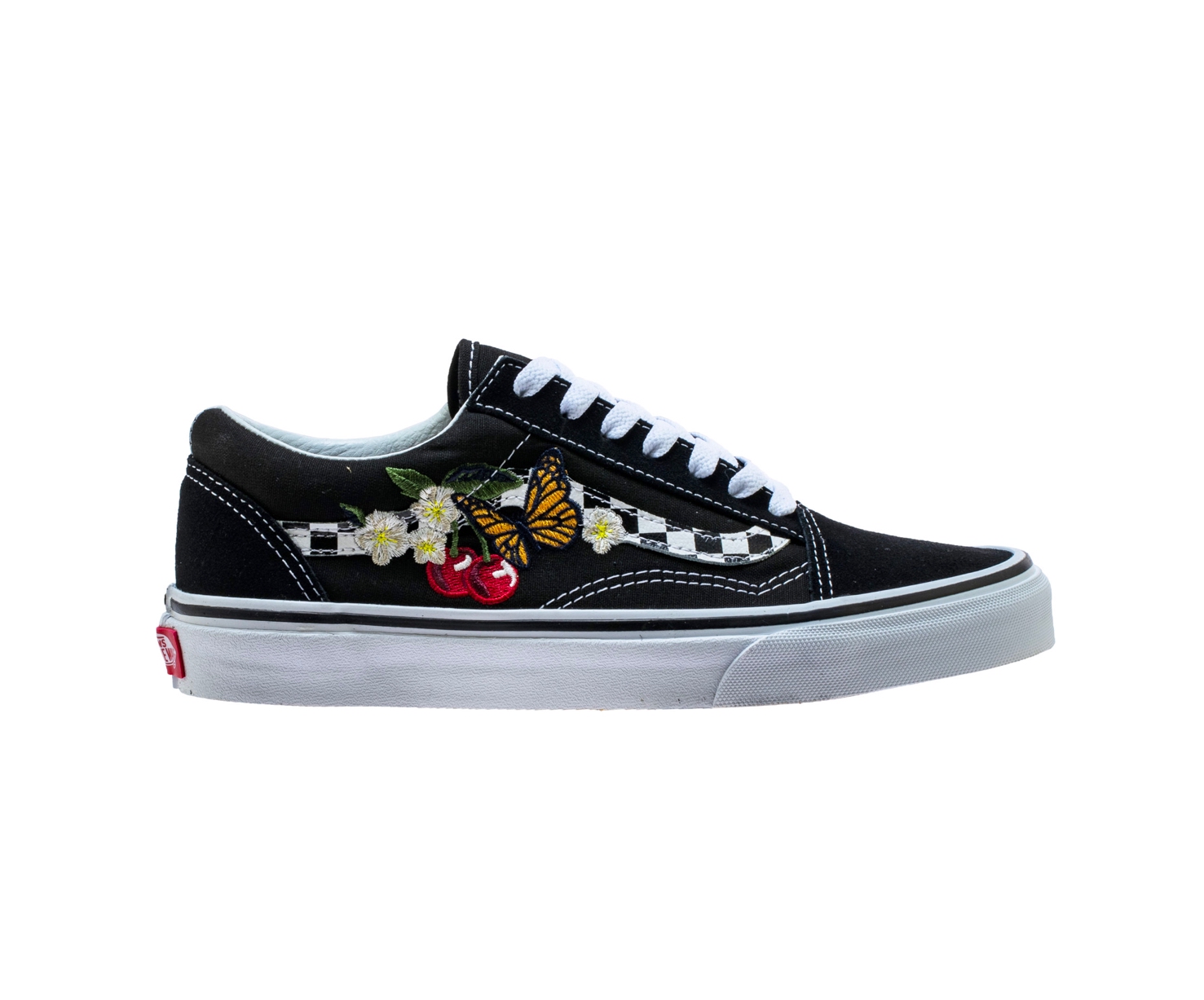 floral checkerboard vans