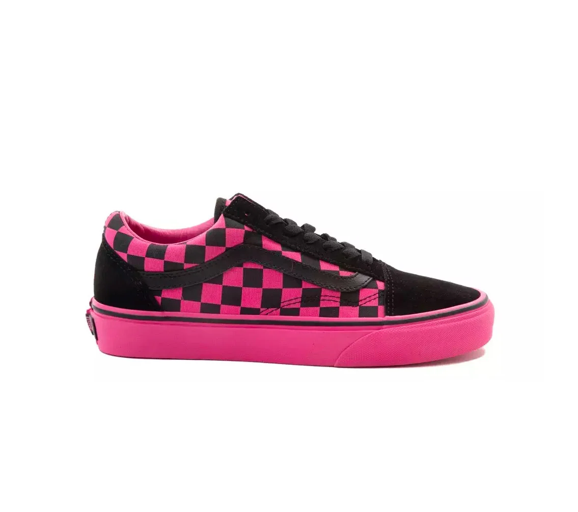 pink old skool checkered vans