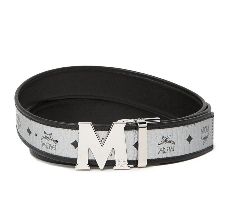 MCM, Accessories, Mcm Tech Logo Belt Black Grey Size Os