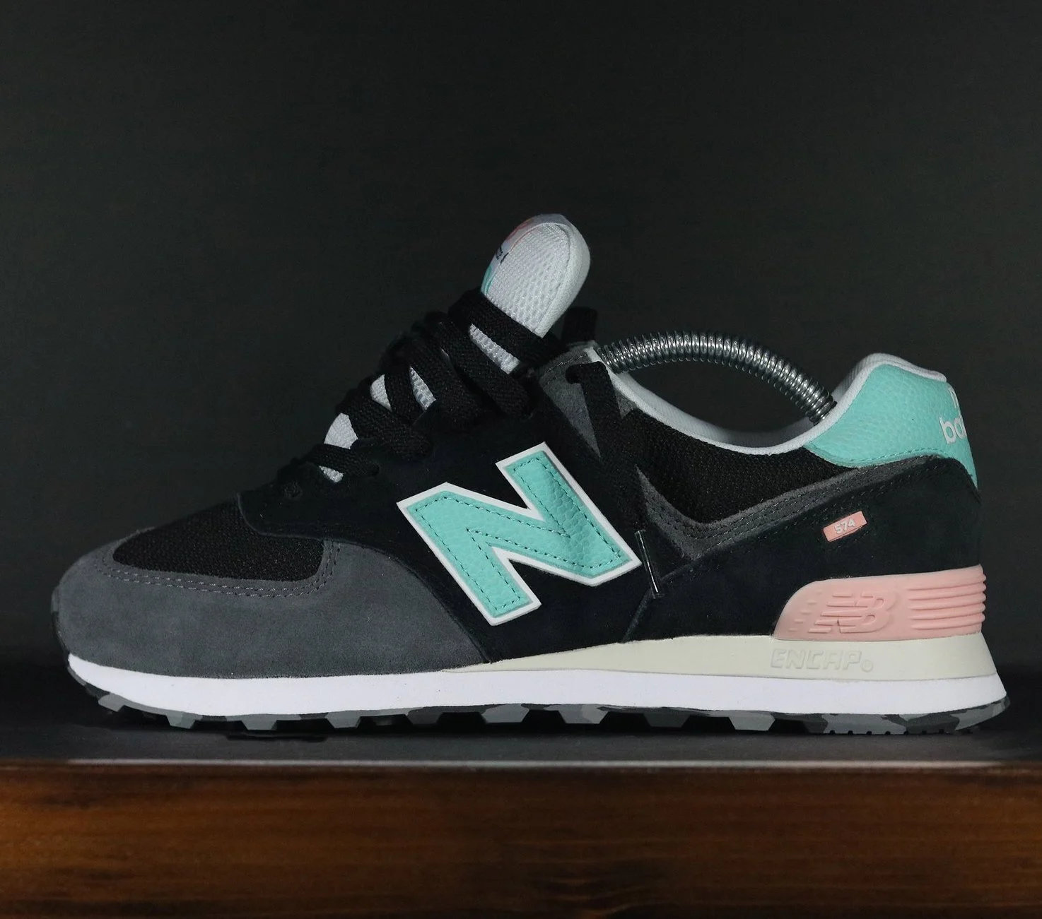 new balance 574 black teal