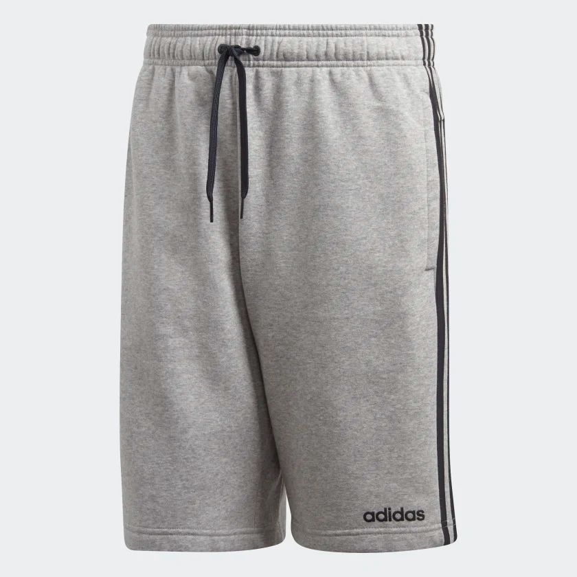 Essentials_3_Stripes_Fleece_Shorts_Grey_DU0506_01_laydown.png