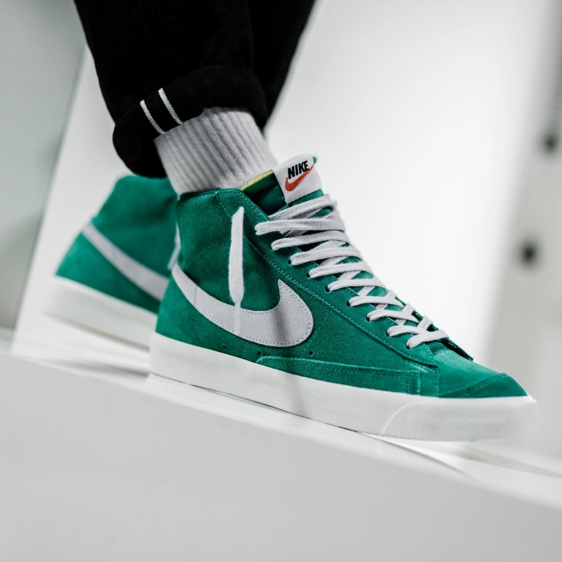 green suede nike