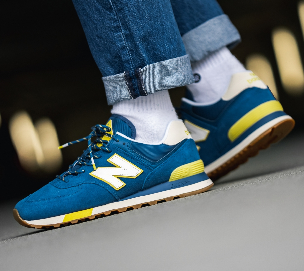 new balance 574 blue and yellow