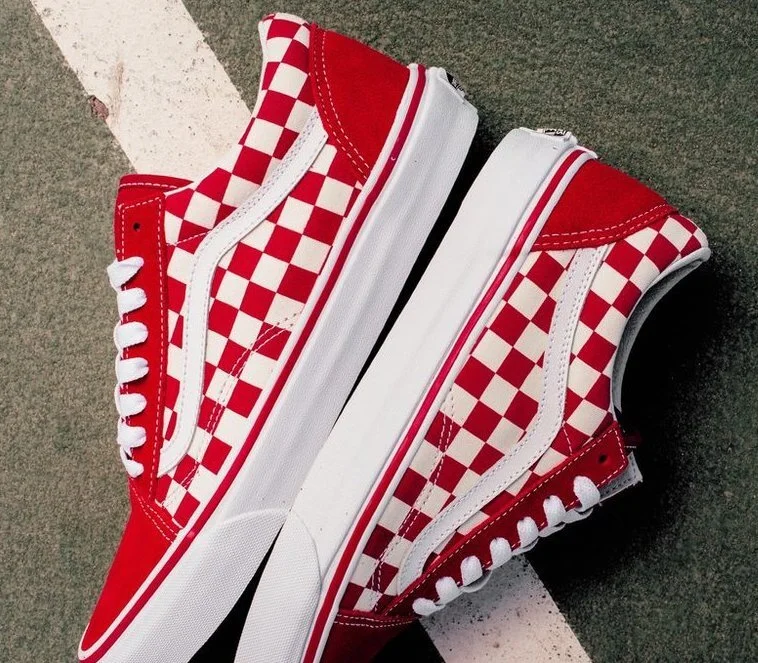 vans old skool checkerboard red