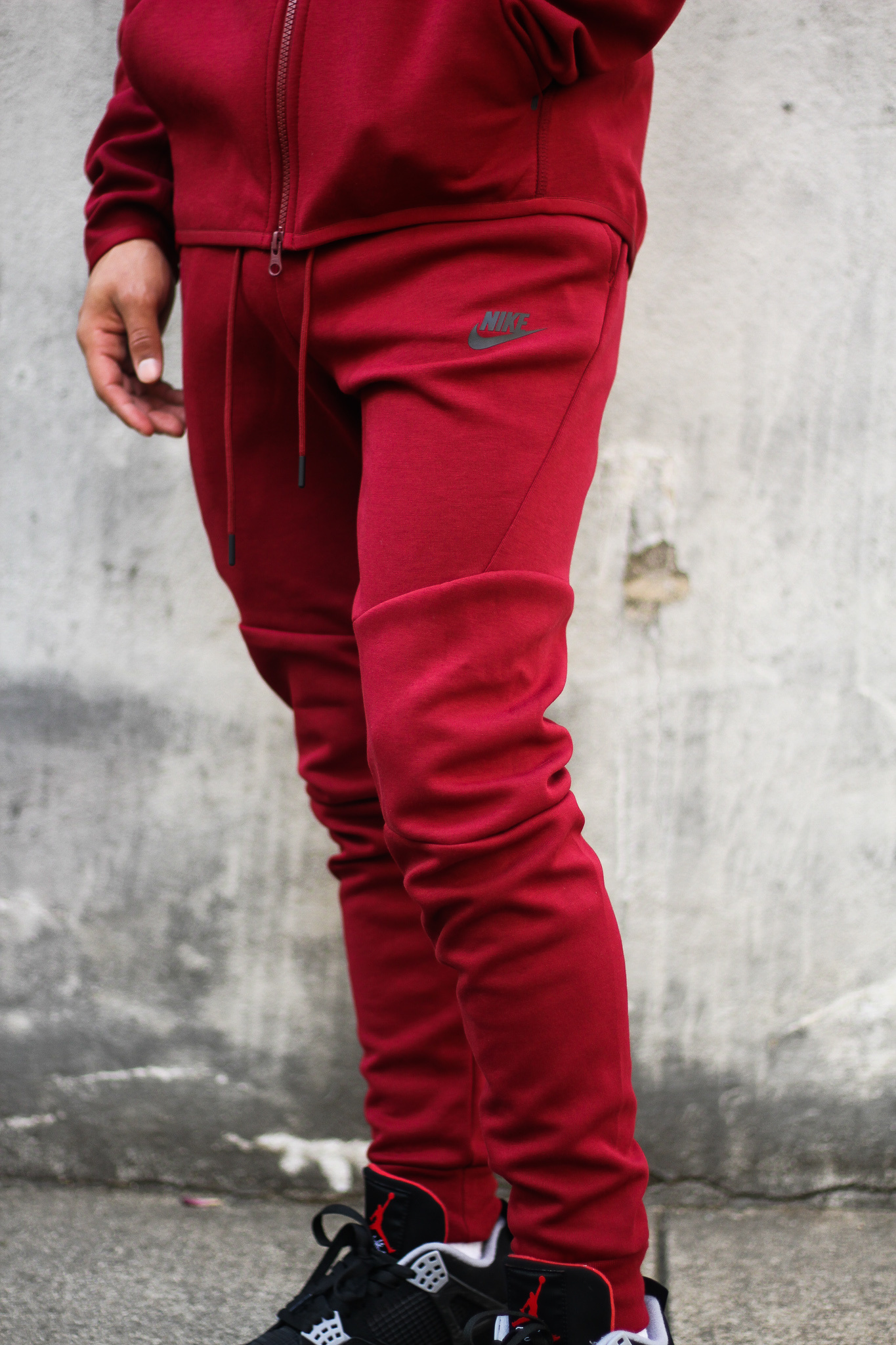 red nike fleece joggers