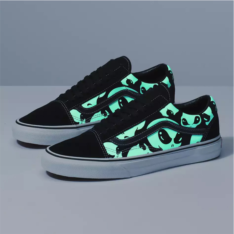 alien ghost vans slip ons