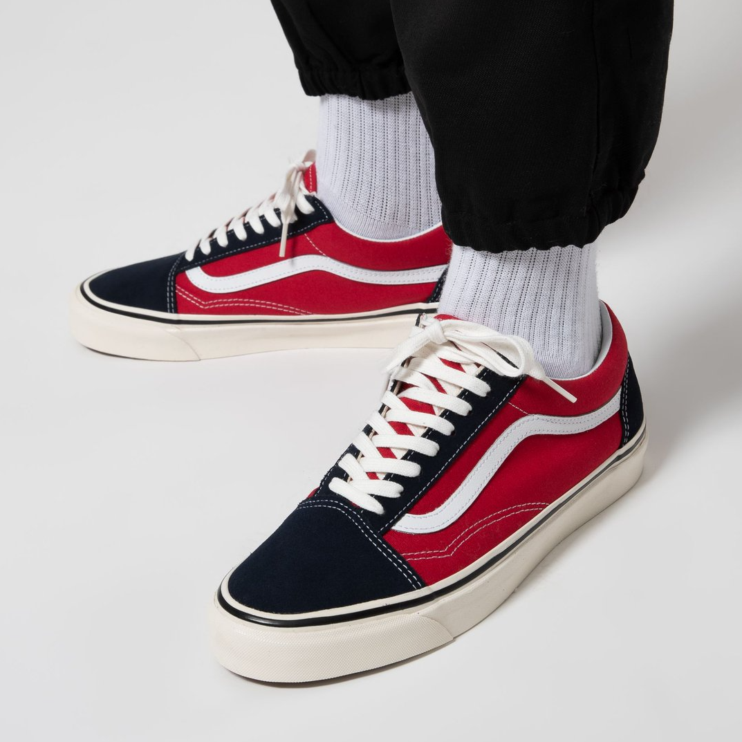 red and navy vans