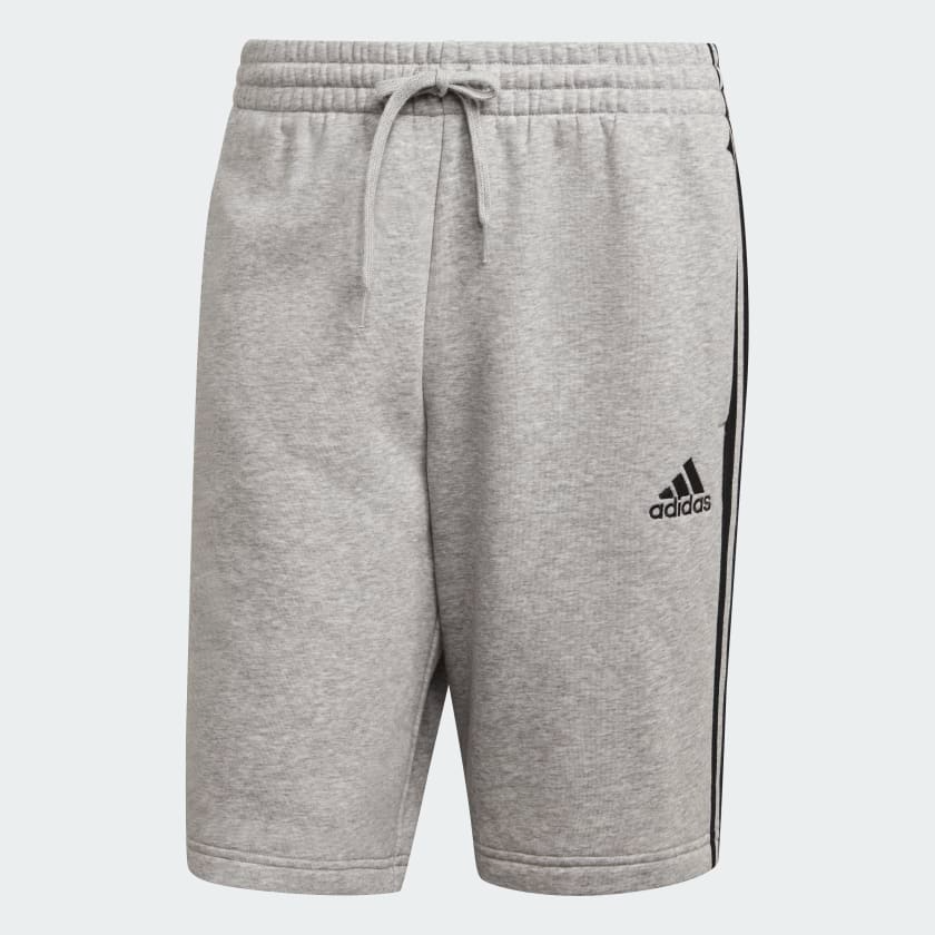 Essentials_Fleece_3-Stripes_Shorts_Grey_H20851_01_laydown.png