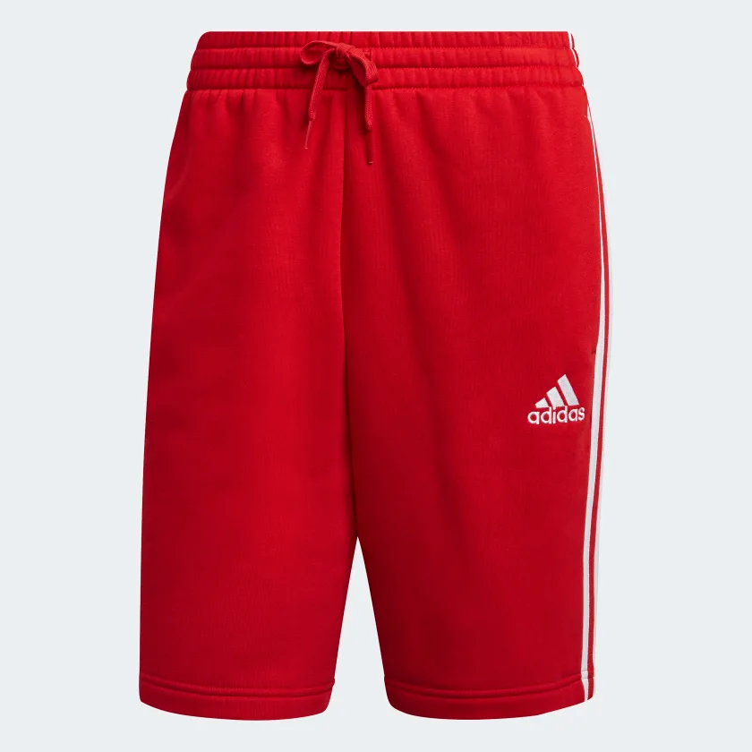 Essentials_Fleece_3-Stripes_Shorts_Red_H20854_01_laydown.png
