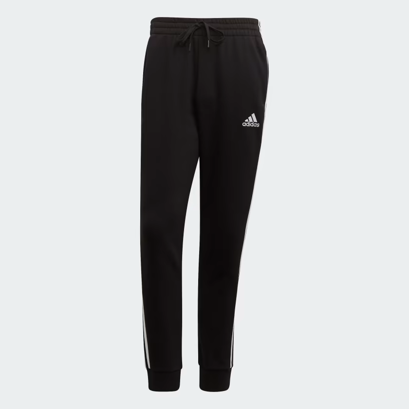 Essentials_French_Terry_Tapered-Cuff_3-Stripes_Pants_Black_GK8821_01_laydown.png